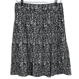 Talbots Petites 4P Black White Pleated Flare Midi Skirt Work Career